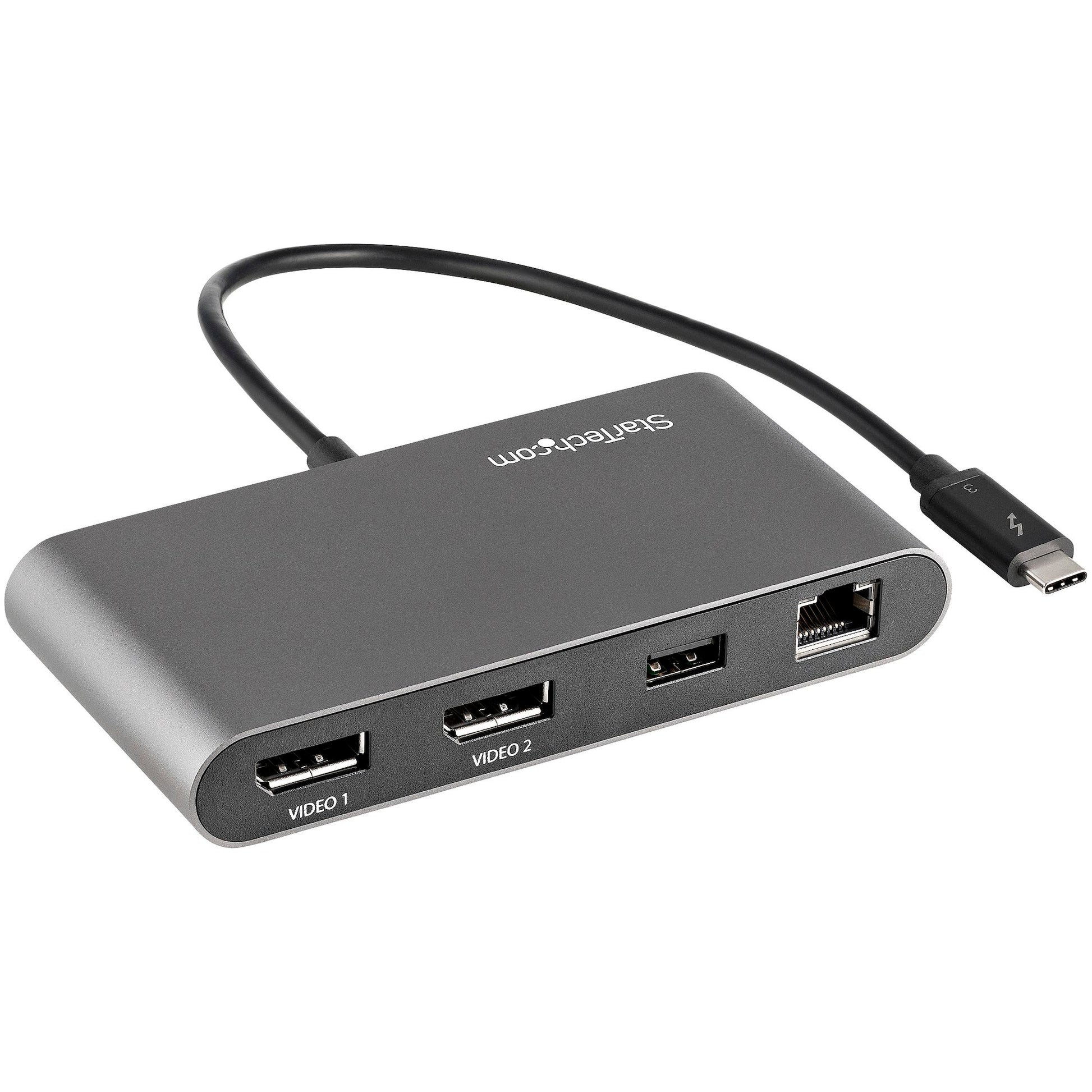 Dual-Monitor Thunderbolt Mini Dock – 4K 60Hz DisplayPort Portable Dock with Gigabit Ethernet-1