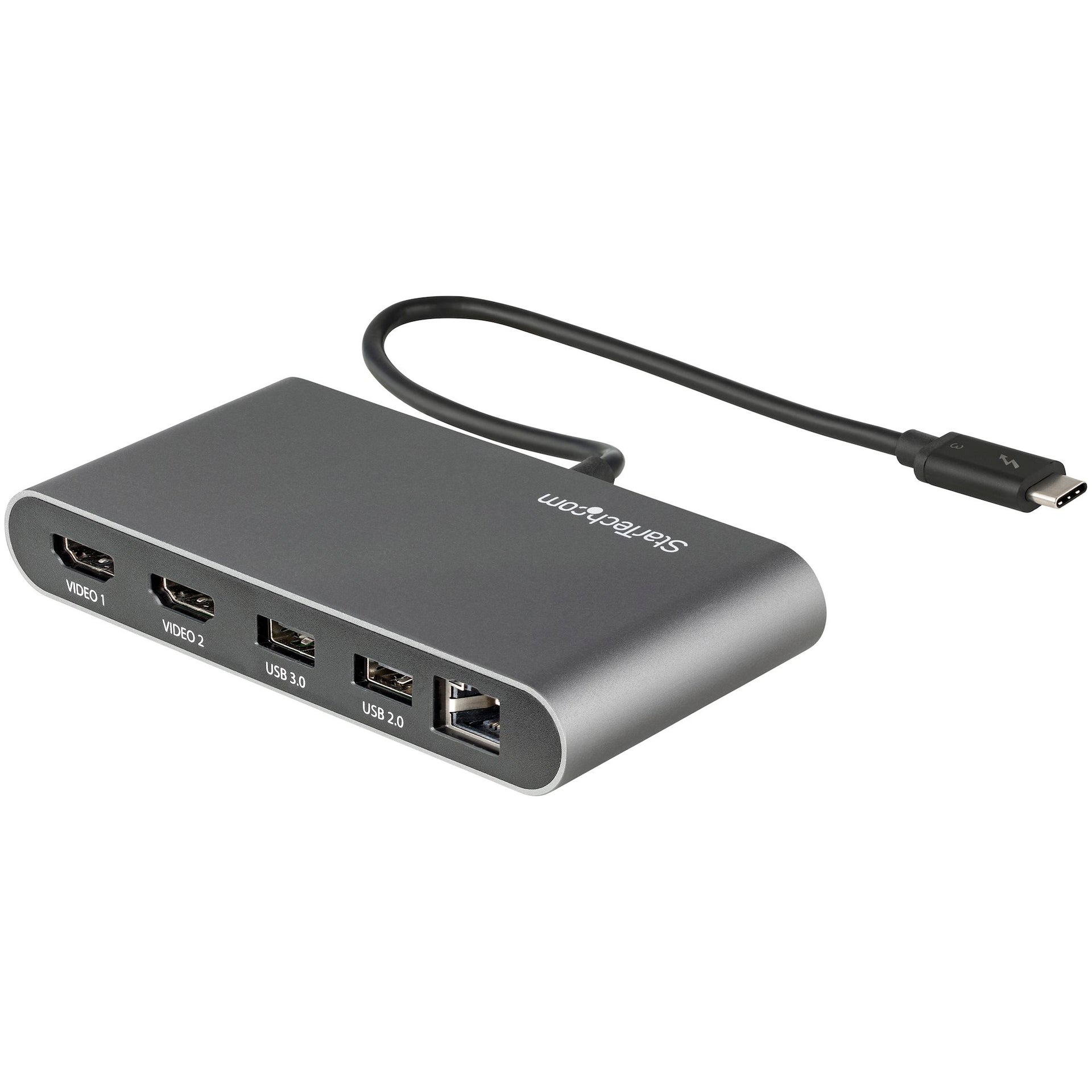 Dual-Monitor Thunderbolt Mini Dock – 4K 60Hz HDMI Portable Dock with Gigabit Ethernet