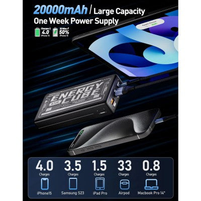 MOVE SPEED Laptop Portable Charger Power Bank 20000mAh 65W